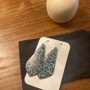 Cork teal/ green earrings